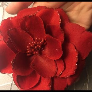 Claire’s red flower hair clip and broach